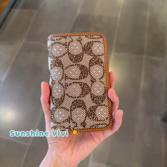 NWT Limited Coach Essential Slim Card Case In Crystal Signature Jacquard CCD16 - Picture 5 of 8